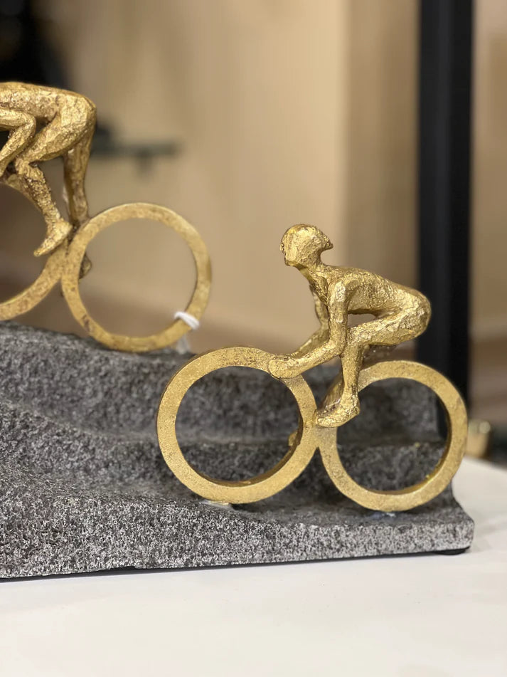 Golden Cyclist Sculpture
