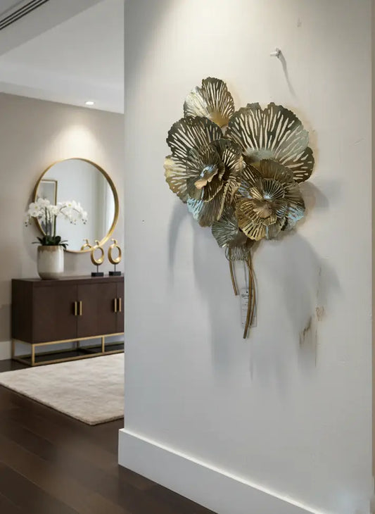 Luxury Gold Metal Flower Wall Art