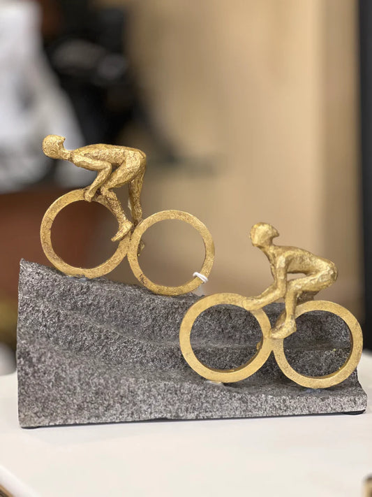 Golden Cyclist Sculpture