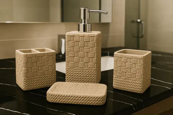 Beige Textured Woven Set