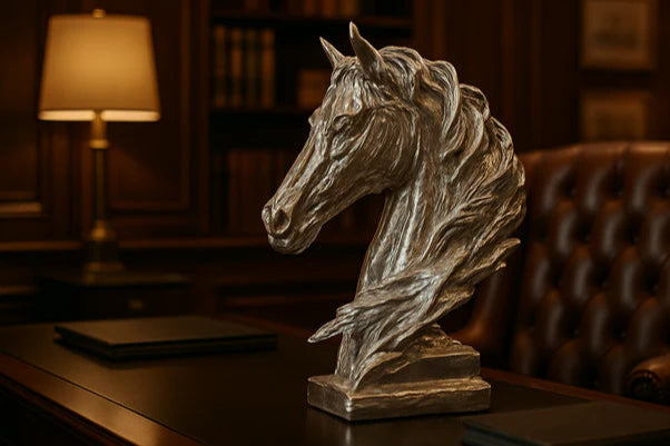 Silver Horse Stallion Sculpture