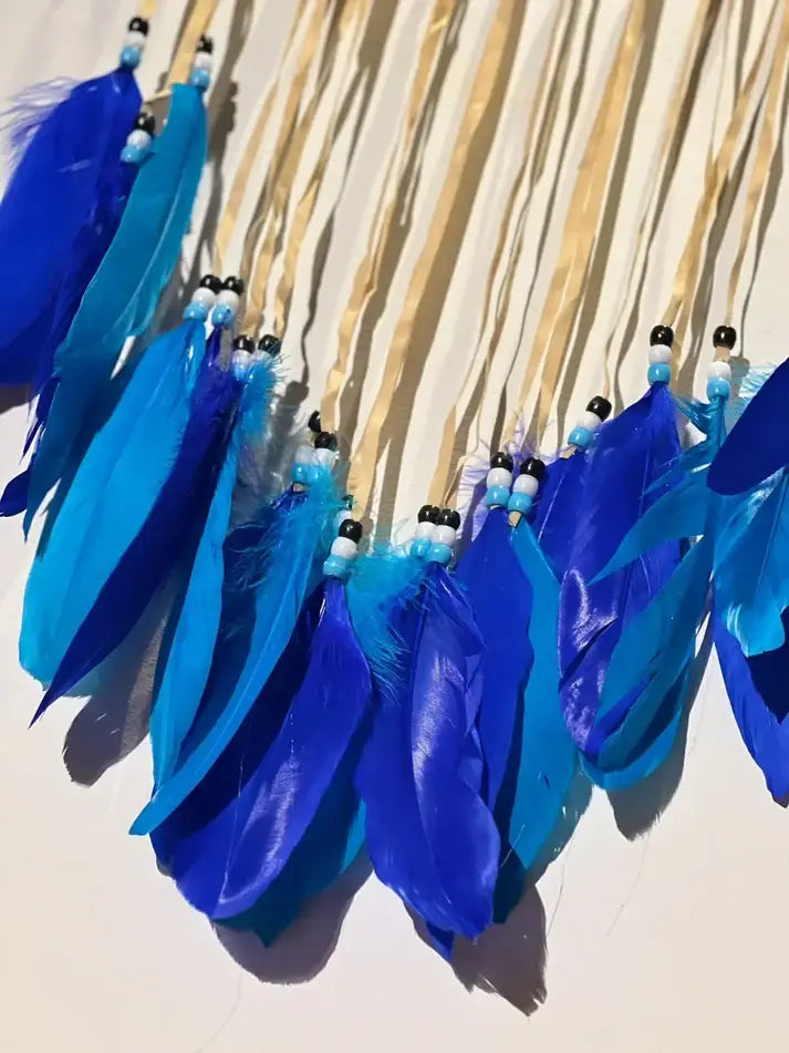 Handwoven Evil Eye Wall Art with Feathers