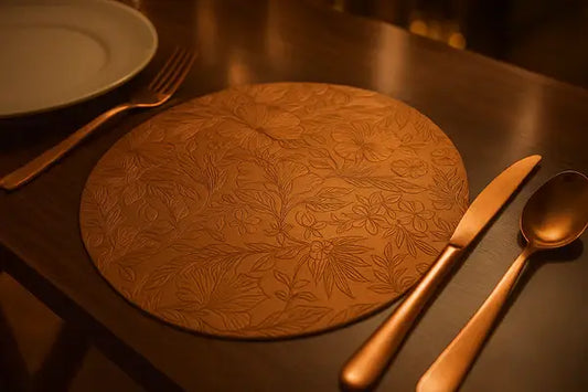 Floral Engraved Copper Table Mat(2 Pcs)