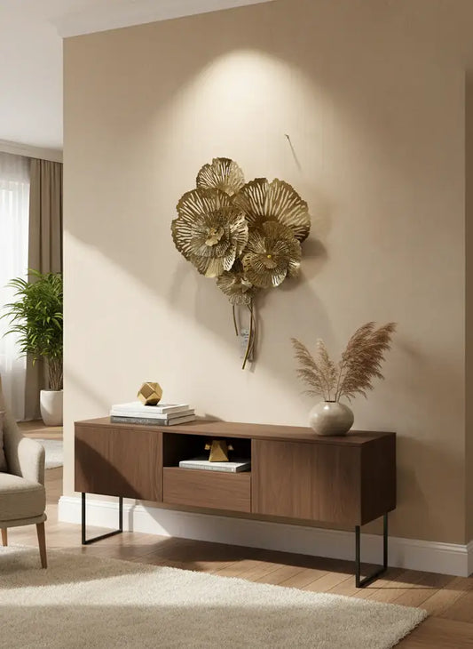 Luxury Gold Metal Flower Wall Art