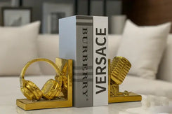Gold Mic Headphones Bookends