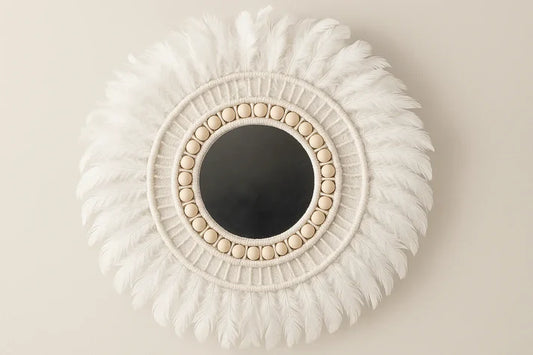 White Feather Wall Art Mirror